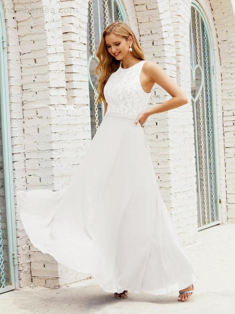 Lace Bridesmaid Dress Floor Length Evening Gowns with Pockets 28017 - Image 168