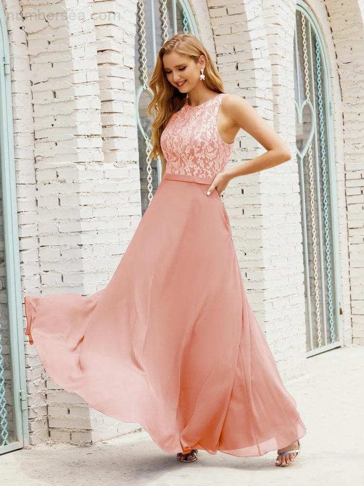 Lace Bridesmaid Dress Floor Length Evening Gowns with Pockets 28017 - Image 24