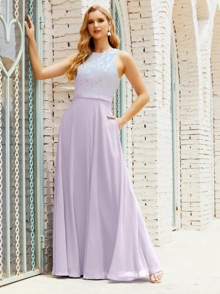 Lace Bridesmaid Dress Floor Length Evening Gowns with Pockets 28017 - Image 53