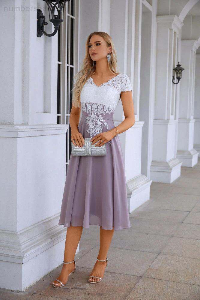Lace Chiffon Lace Bridesmaid Dress Prom Dress PartyGown  28120 - Image 4
