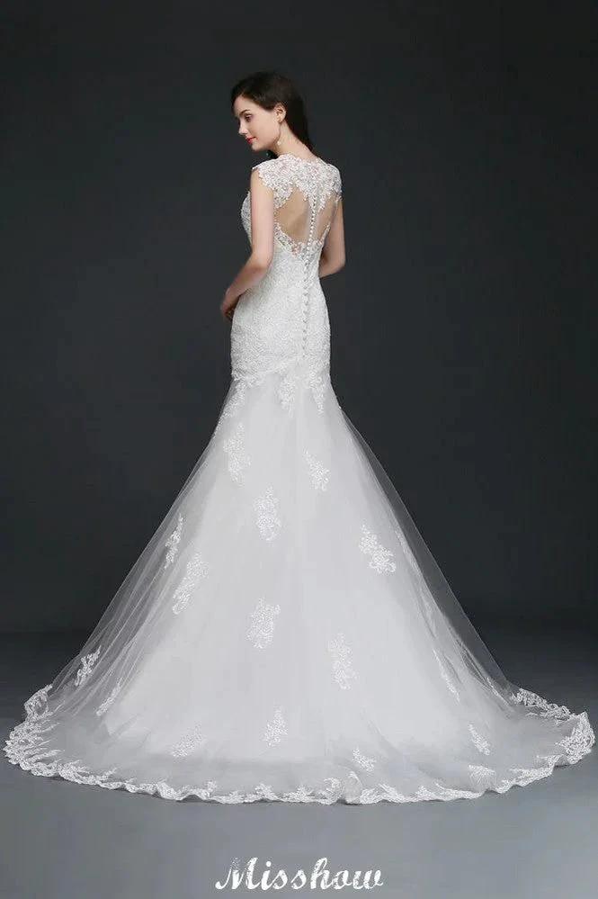Lace Mermaid Jewel Elegant Wedding Dress - Image 2