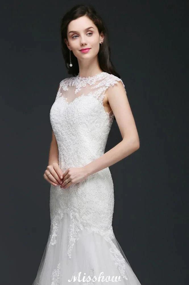 Lace Mermaid Jewel Elegant Wedding Dress - Image 3