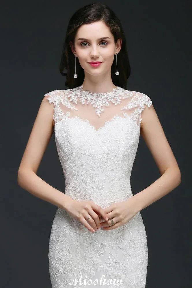Lace Mermaid Jewel Elegant Wedding Dress - Image 6