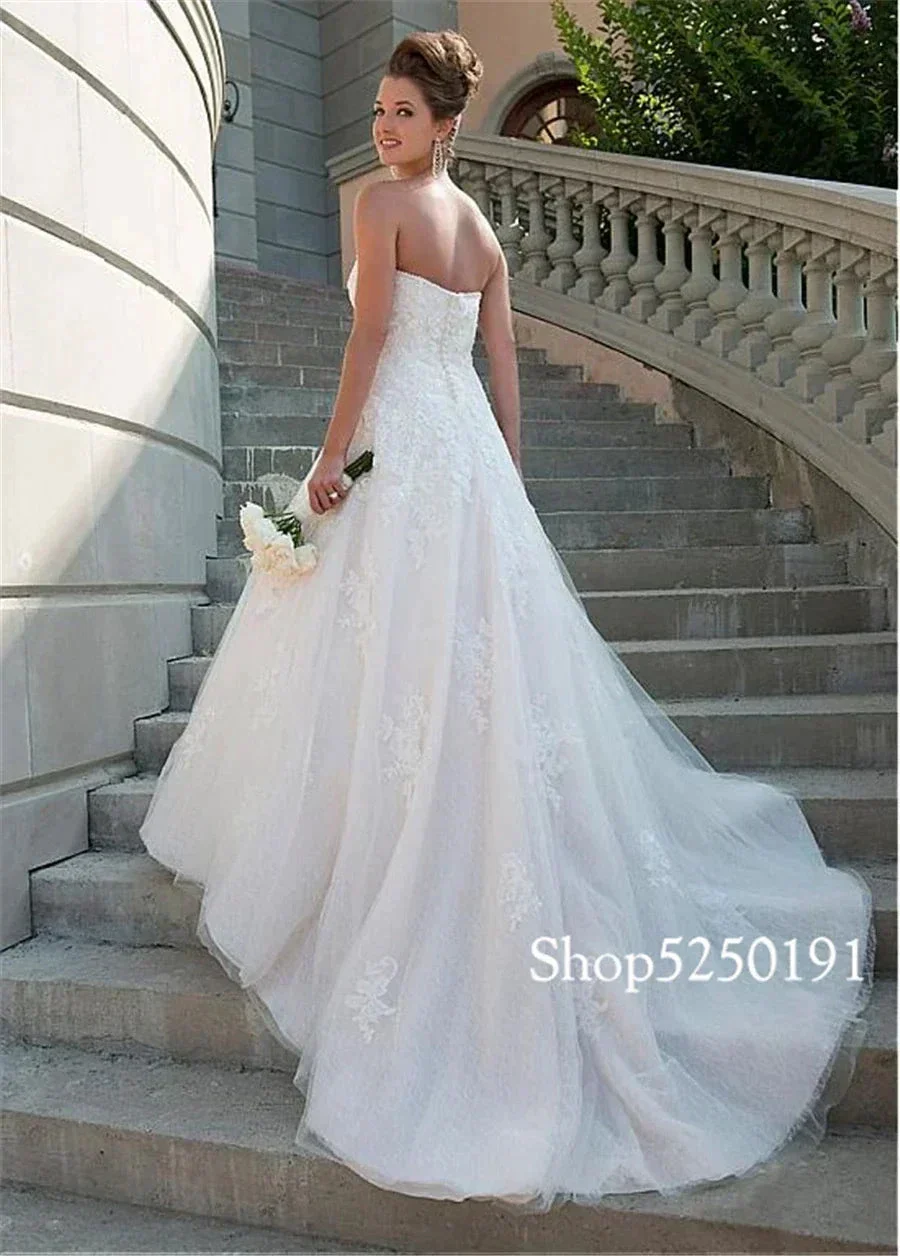 Lace Sweetheart Neckline A-line Wedding Dress Strapless Crystals Bridal Gowns robe de mariee princesse de luxe - Image 2