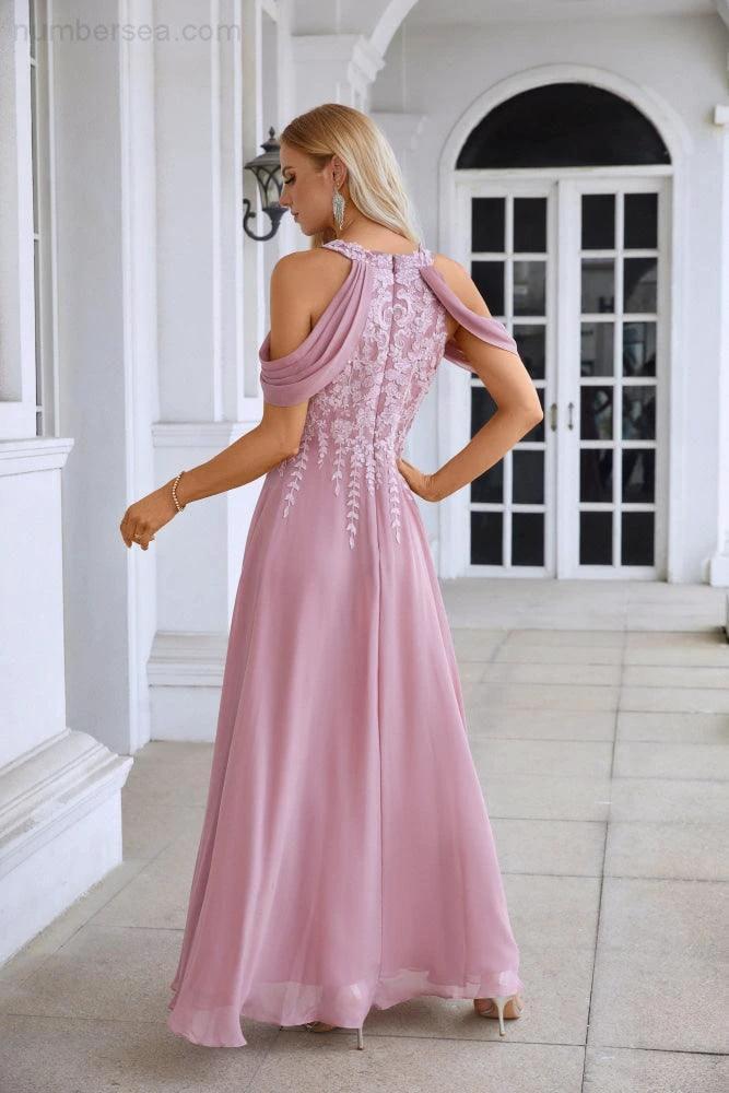 Ladies Chiffon Embroidery Flying Sleeves Mopping Long Bridesmaid Evening Dress Prom Wedding Party Evening Dress 28119 - Image 2