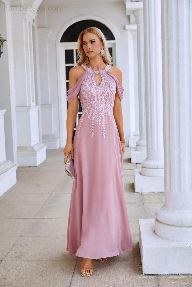 Ladies Chiffon Embroidery Flying Sleeves Mopping Long Bridesmaid Evening Dress Prom Wedding Party Evening Dress 28119 - Image 5