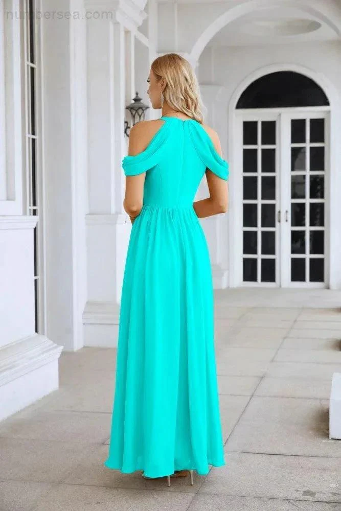 Ladies Chiffon Off Shoulder Swing Sleeve Front Slit Bridesmaid Evening Dress Wedding Party Evening Dress 28117 - Image 102