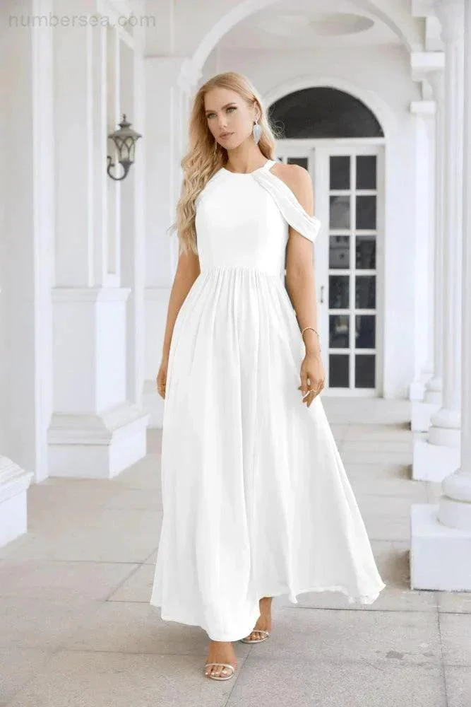 Ladies Chiffon Off Shoulder Swing Sleeve Front Slit Bridesmaid Evening Dress Wedding Party Evening Dress 28117 - Image 107