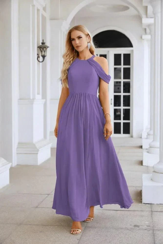 Ladies Chiffon Off Shoulder Swing Sleeve Front Slit Bridesmaid Evening Dress Wedding Party Evening Dress 28117 - Image 141