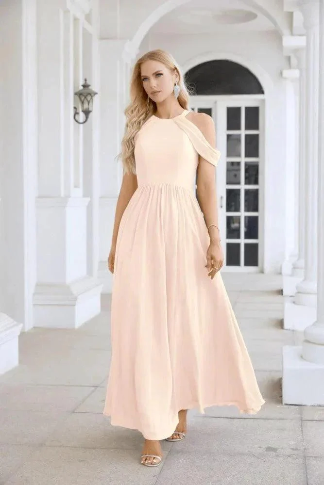 Ladies Chiffon Off Shoulder Swing Sleeve Front Slit Bridesmaid Evening Dress Wedding Party Evening Dress 28117 - Image 145