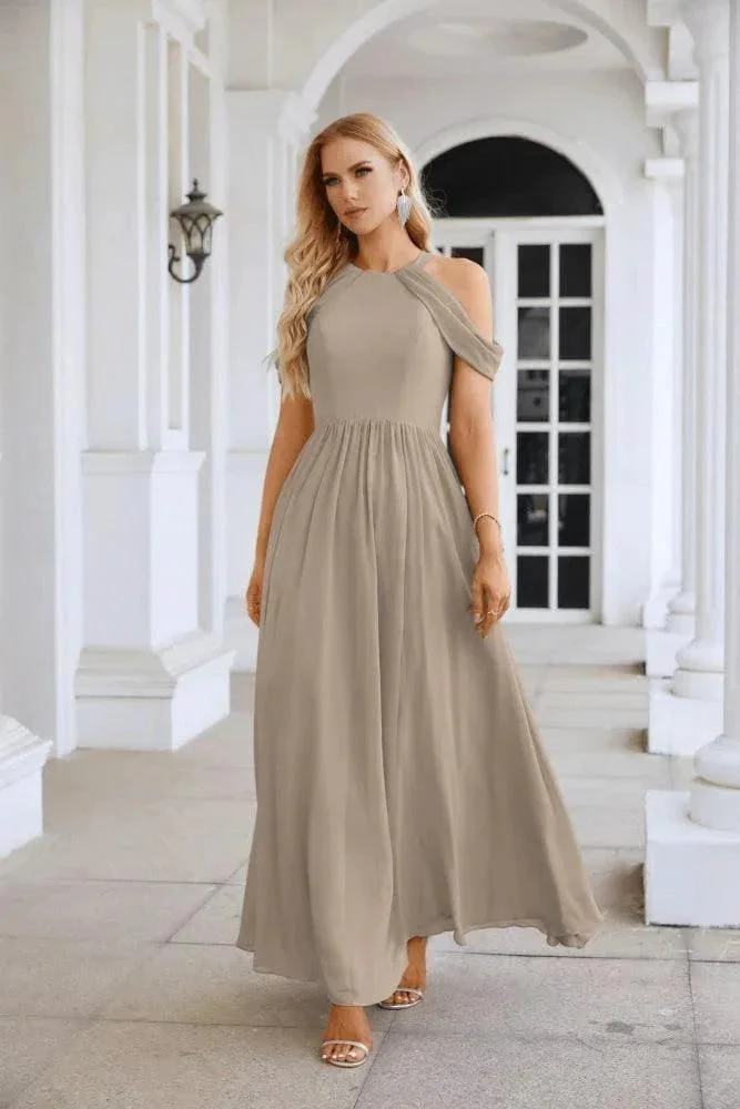 Ladies Chiffon Off Shoulder Swing Sleeve Front Slit Bridesmaid Evening Dress Wedding Party Evening Dress 28117 - Image 149