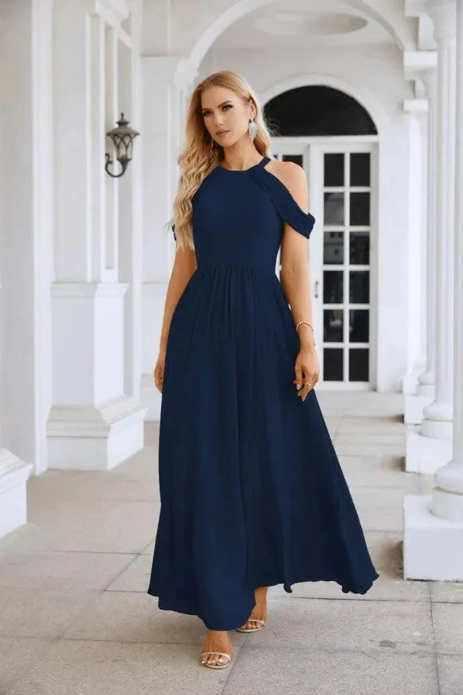 Ladies Chiffon Off Shoulder Swing Sleeve Front Slit Bridesmaid Evening Dress Wedding Party Evening Dress 28117 - Image 178