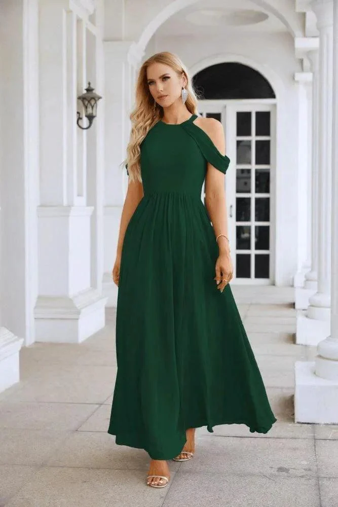 Ladies Chiffon Off Shoulder Swing Sleeve Front Slit Bridesmaid Evening Dress Wedding Party Evening Dress 28117 - Image 182