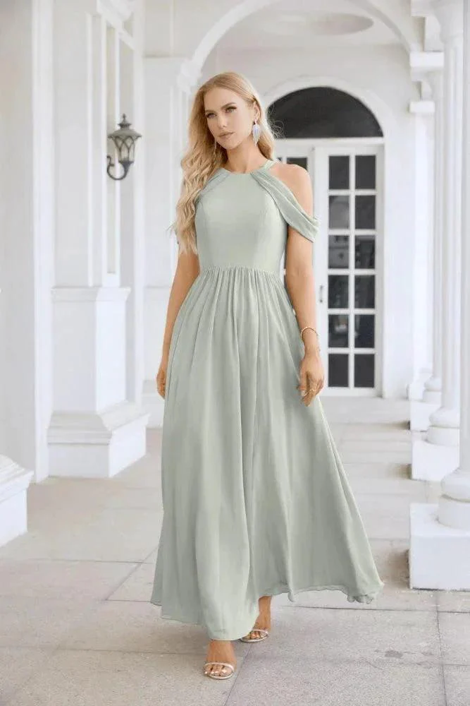 Ladies Chiffon Off Shoulder Swing Sleeve Front Slit Bridesmaid Evening Dress Wedding Party Evening Dress 28117 - Image 198
