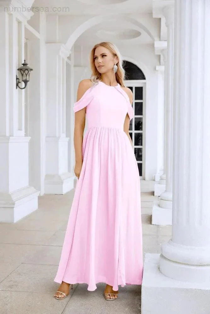 Ladies Chiffon Off Shoulder Swing Sleeve Front Slit Bridesmaid Evening Dress Wedding Party Evening Dress 28117 - Image 20