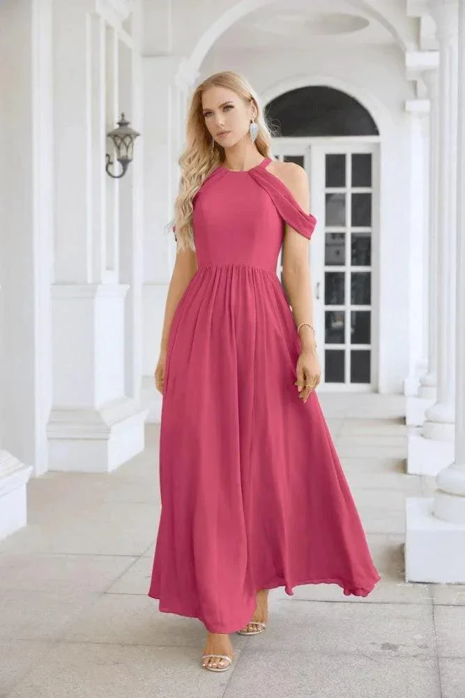 Ladies Chiffon Off Shoulder Swing Sleeve Front Slit Bridesmaid Evening Dress Wedding Party Evening Dress 28117 - Image 206