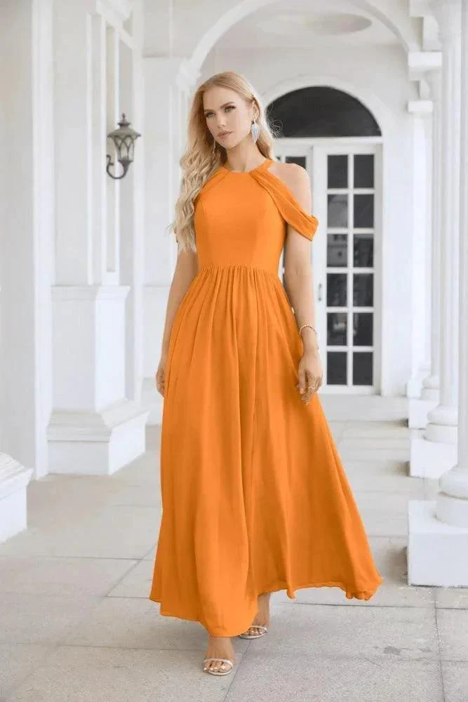 Ladies Chiffon Off Shoulder Swing Sleeve Front Slit Bridesmaid Evening Dress Wedding Party Evening Dress 28117 - Image 21