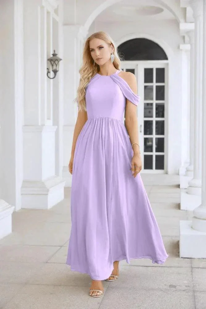 Ladies Chiffon Off Shoulder Swing Sleeve Front Slit Bridesmaid Evening Dress Wedding Party Evening Dress 28117 - Image 25