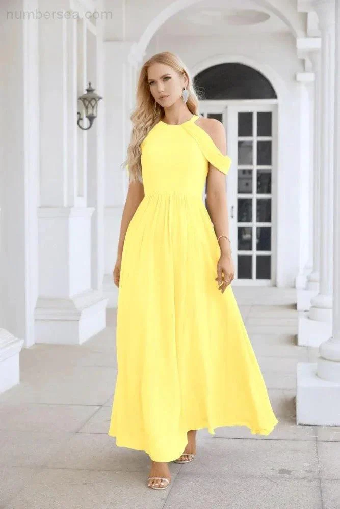 Ladies Chiffon Off Shoulder Swing Sleeve Front Slit Bridesmaid Evening Dress Wedding Party Evening Dress 28117 - Image 71