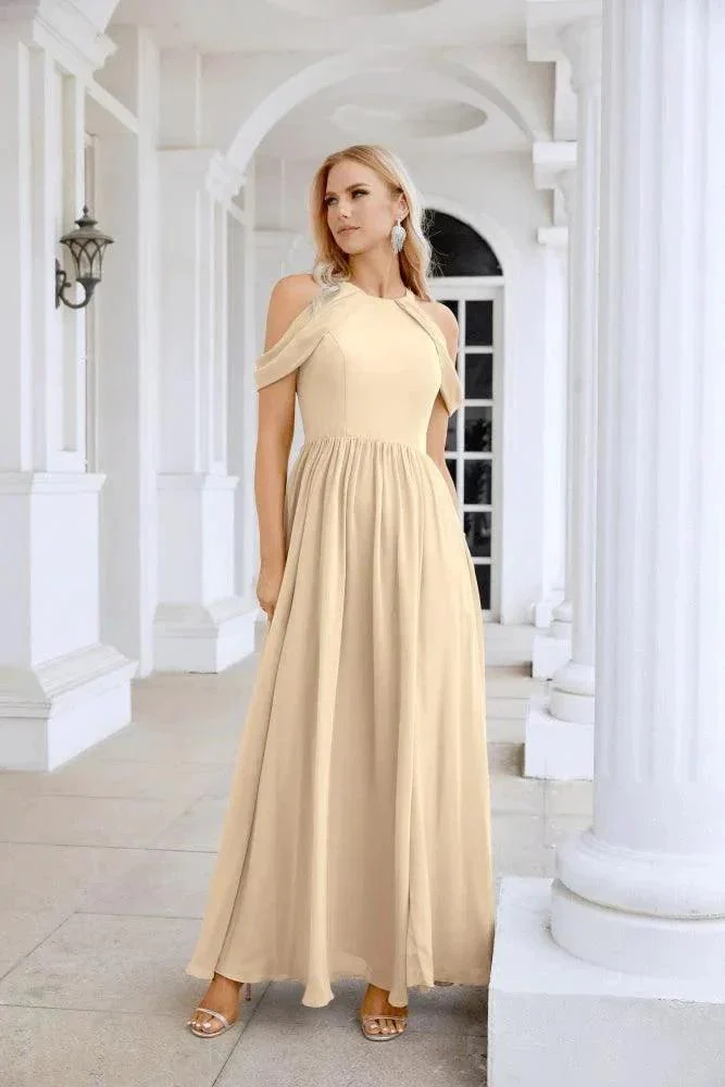 Ladies Chiffon Off Shoulder Swing Sleeve Front Slit Bridesmaid Evening Dress Wedding Party Evening Dress 28117 - Image 77