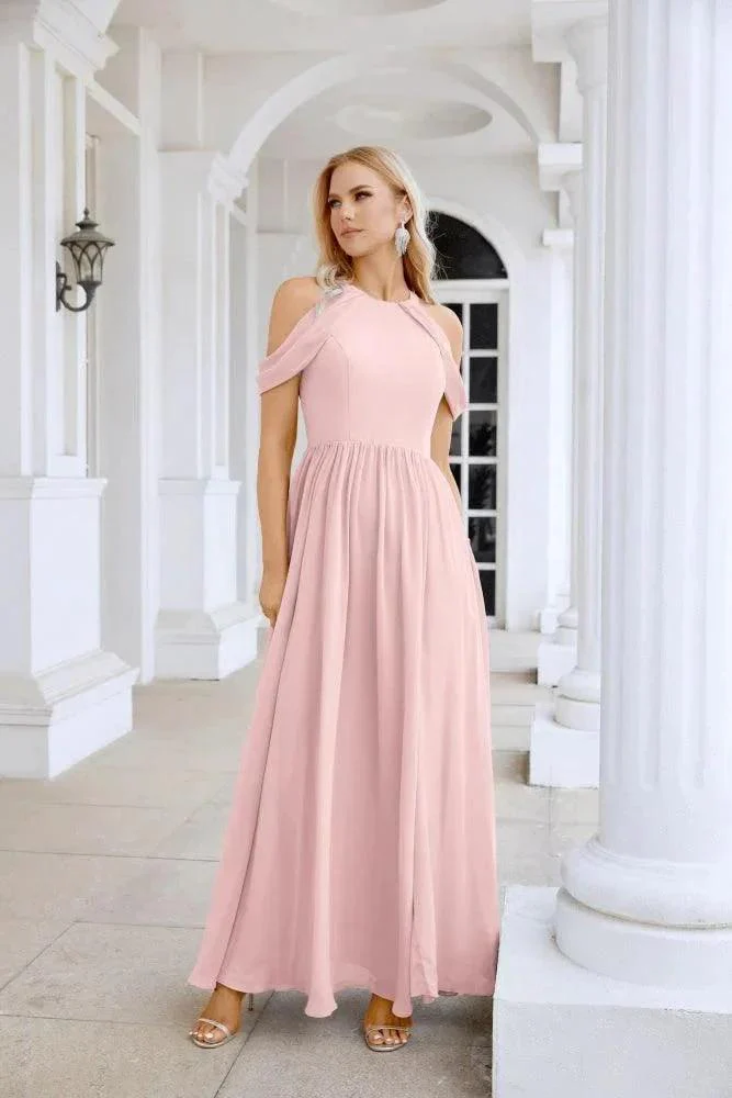 Ladies Chiffon Off Shoulder Swing Sleeve Front Slit Bridesmaid Evening Dress Wedding Party Evening Dress 28117 - Image 93