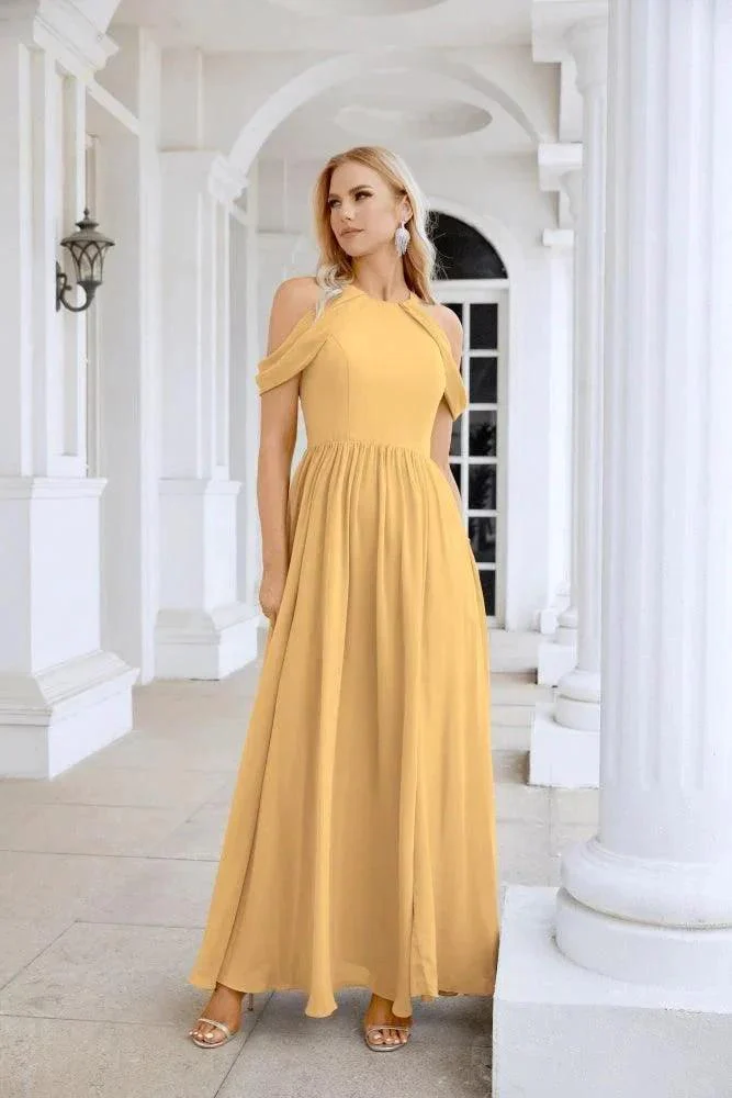 Ladies Chiffon Off Shoulder Swing Sleeve Front Slit Bridesmaid Evening Dress Wedding Party Evening Dress 28117 - Image 97