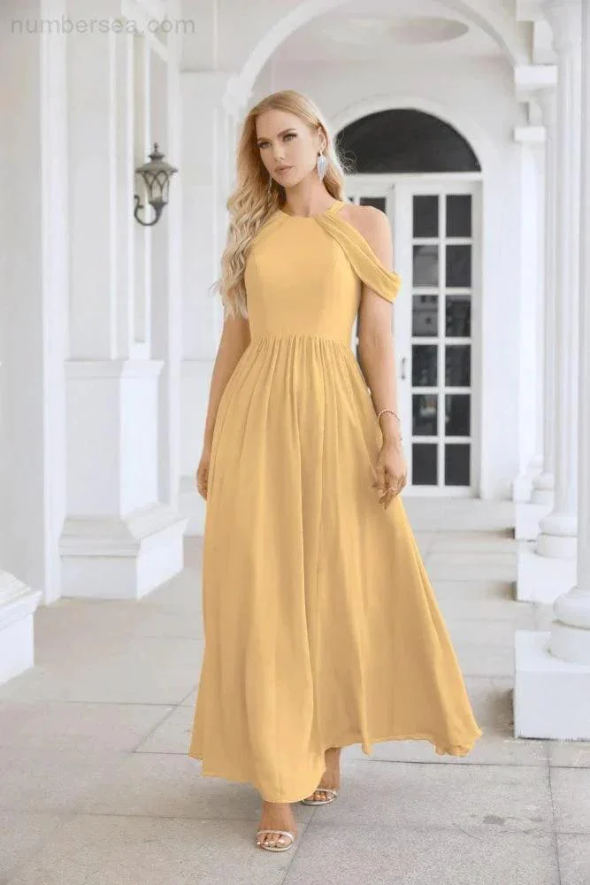 Ladies Chiffon Off Shoulder Swing Sleeve Front Slit Bridesmaid Evening Dress Wedding Party Evening Dress 28117 - Image 99