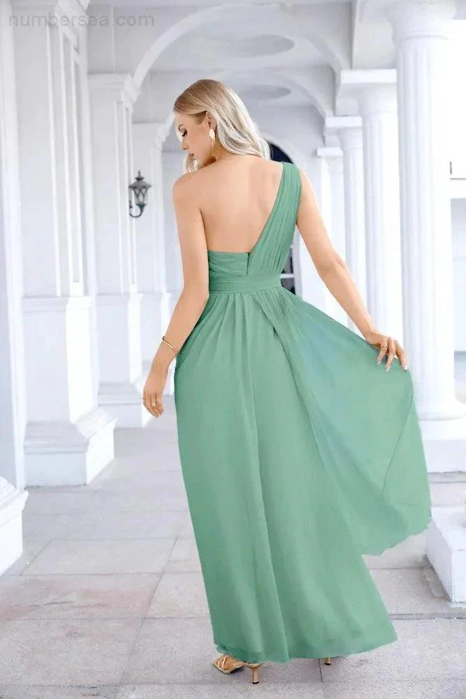 Ladies Chiffon One Shoulder Bridesmaid Evening Dress Wedding Party Evening Dress 28133 - Image 14