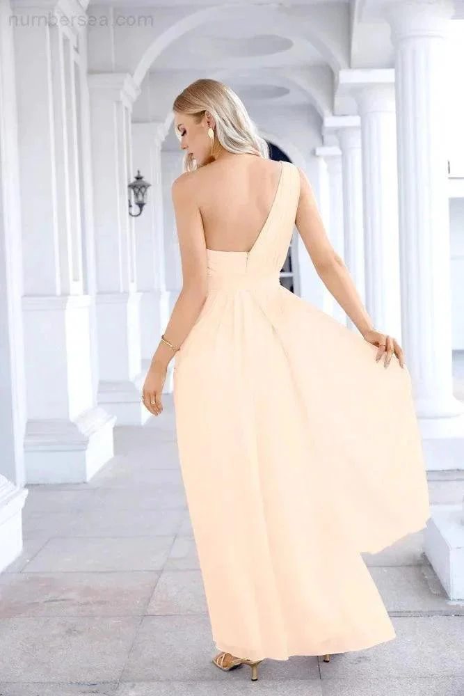 Ladies Chiffon One Shoulder Bridesmaid Evening Dress Wedding Party Evening Dress 28133 - Image 150