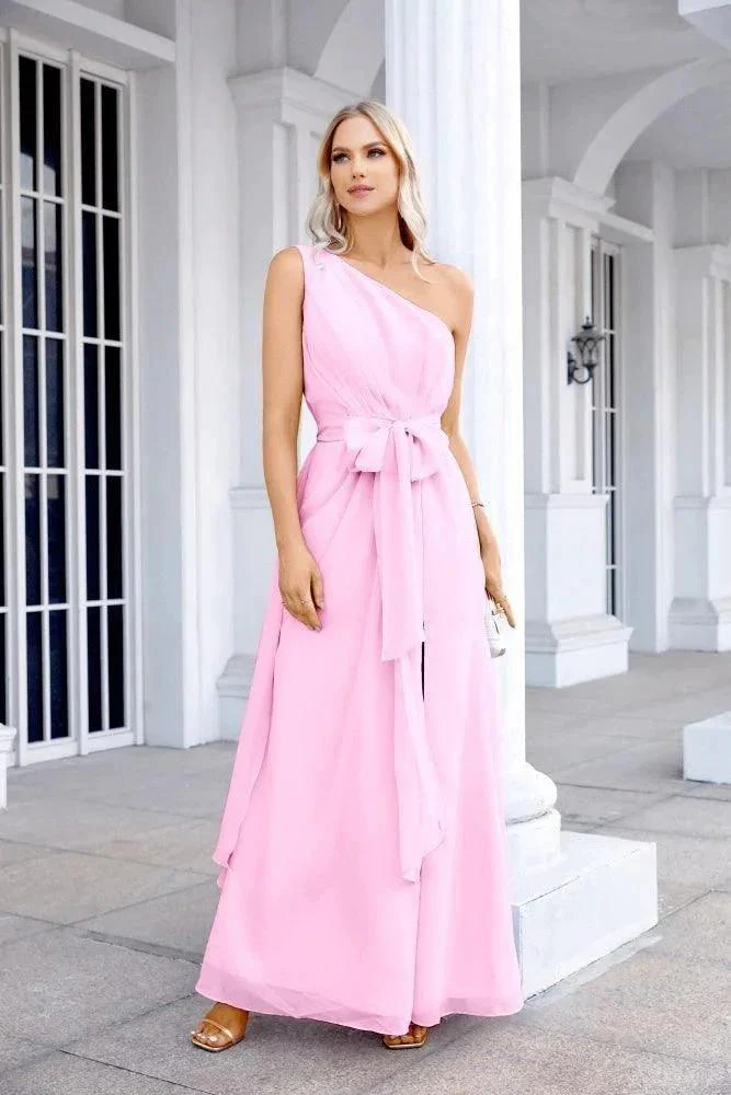 Ladies Chiffon One Shoulder Bridesmaid Evening Dress Wedding Party Evening Dress 28133 - Image 17