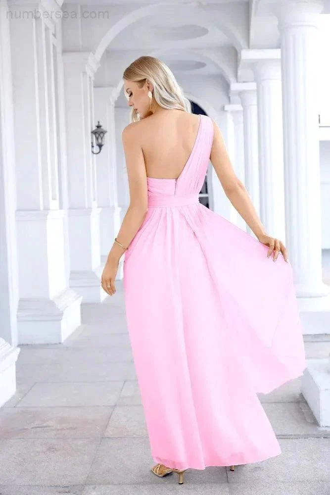 Ladies Chiffon One Shoulder Bridesmaid Evening Dress Wedding Party Evening Dress 28133 - Image 18