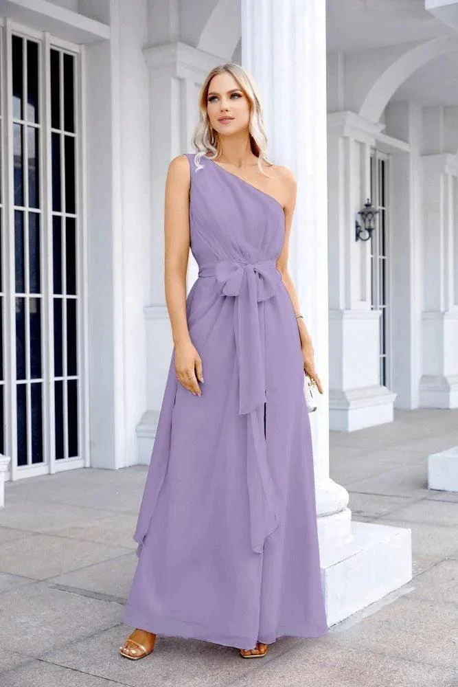 Ladies Chiffon One Shoulder Bridesmaid Evening Dress Wedding Party Evening Dress 28133 - Image 193