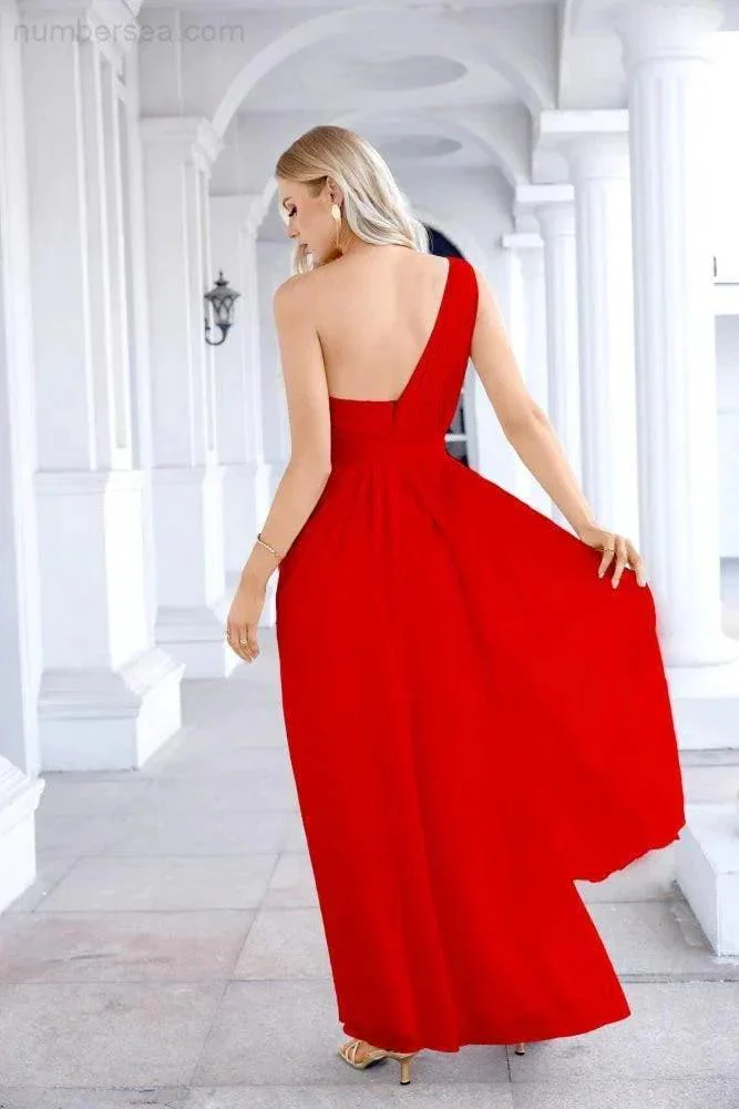 Ladies Chiffon One Shoulder Bridesmaid Evening Dress Wedding Party Evening Dress 28133 - Image 2