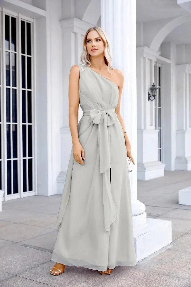 Ladies Chiffon One Shoulder Bridesmaid Evening Dress Wedding Party Evening Dress 28133 - Image 205