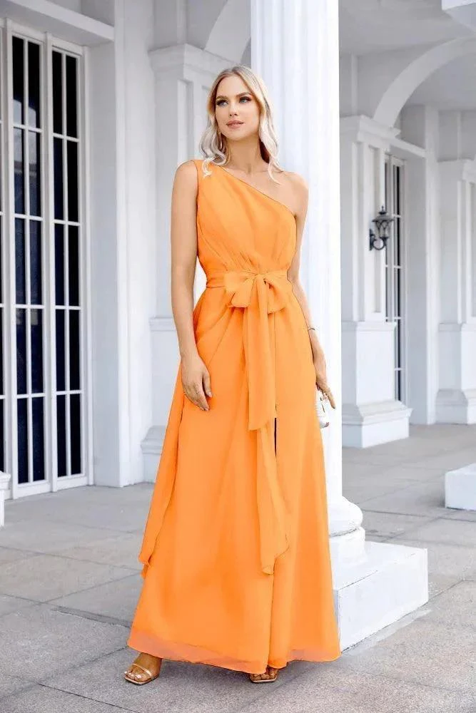 Ladies Chiffon One Shoulder Bridesmaid Evening Dress Wedding Party Evening Dress 28133 - Image 21