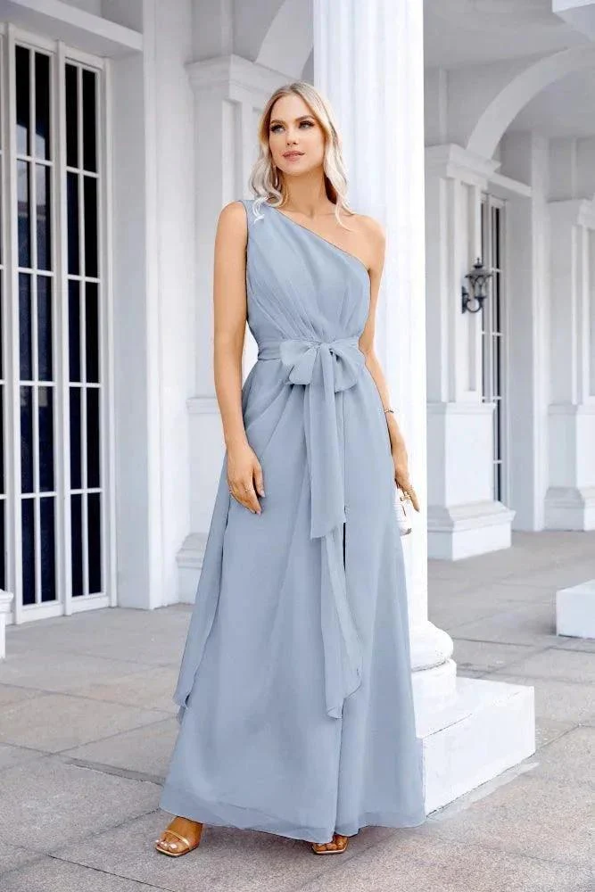 Ladies Chiffon One Shoulder Bridesmaid Evening Dress Wedding Party Evening Dress 28133 - Image 213