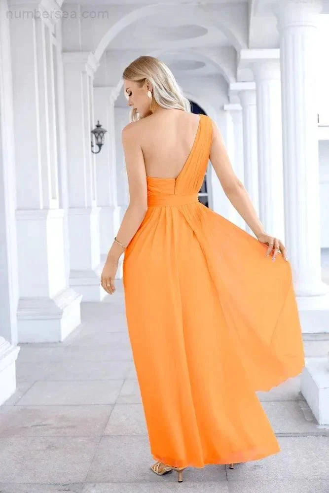 Ladies Chiffon One Shoulder Bridesmaid Evening Dress Wedding Party Evening Dress 28133 - Image 22