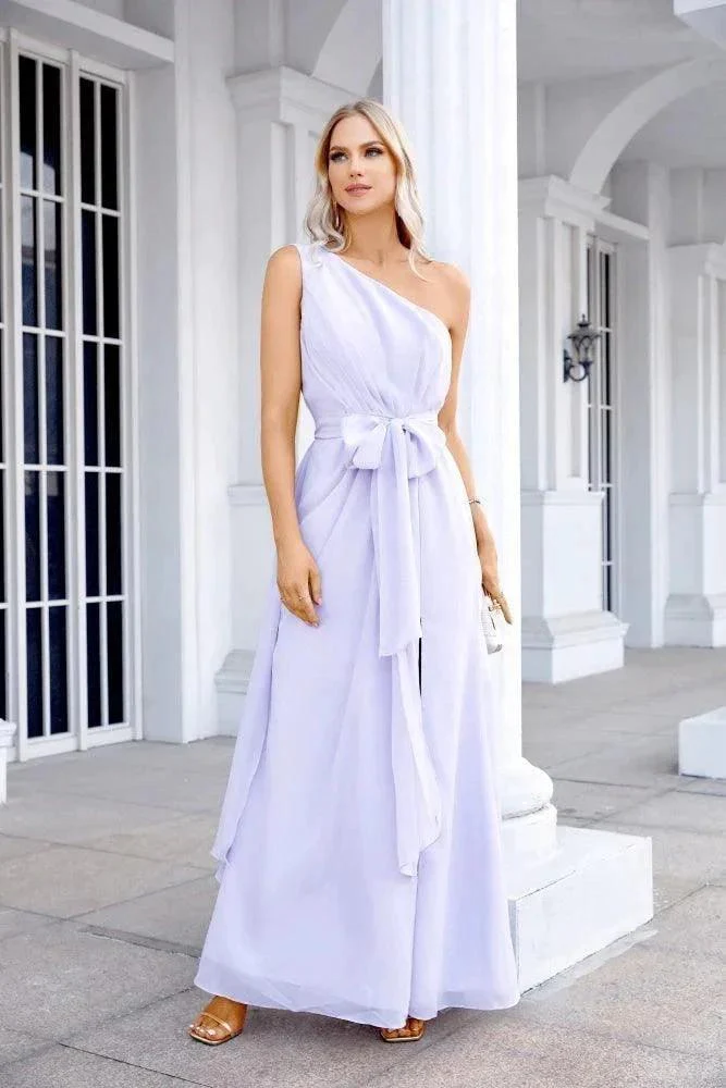 Ladies Chiffon One Shoulder Bridesmaid Evening Dress Wedding Party Evening Dress 28133 - Image 25