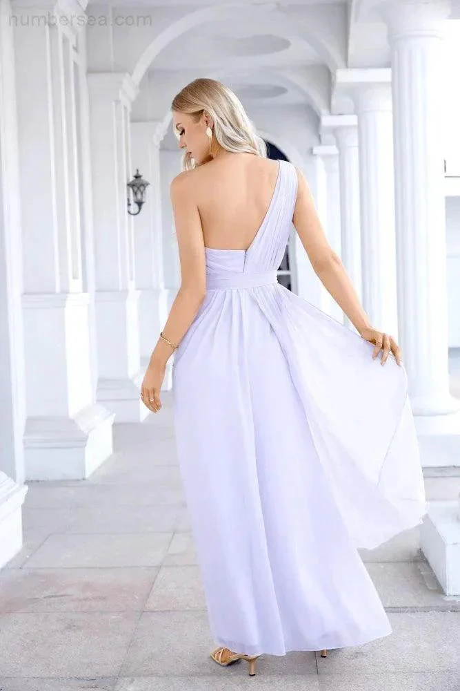Ladies Chiffon One Shoulder Bridesmaid Evening Dress Wedding Party Evening Dress 28133 - Image 26