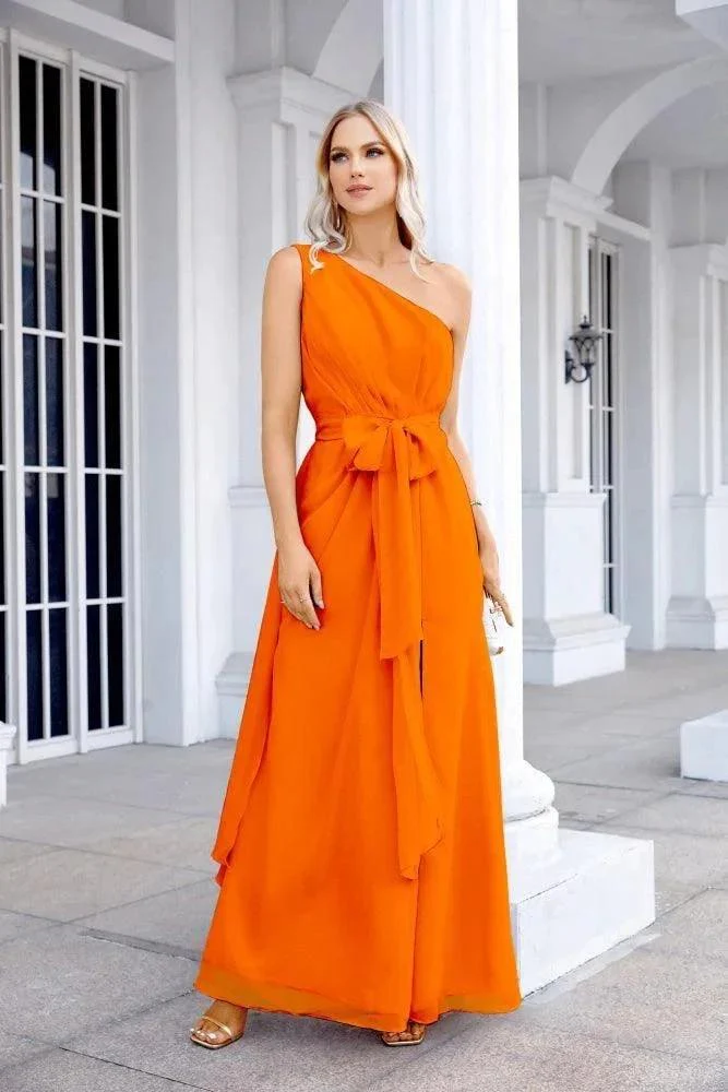 Ladies Chiffon One Shoulder Bridesmaid Evening Dress Wedding Party Evening Dress 28133 - Image 29