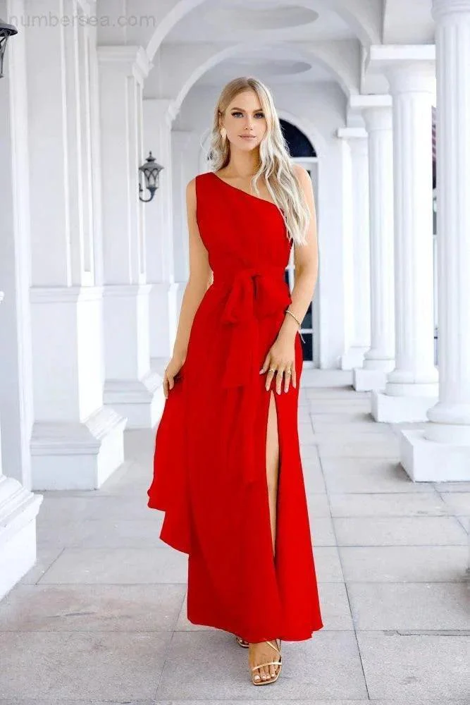 Ladies Chiffon One Shoulder Bridesmaid Evening Dress Wedding Party Evening Dress 28133 - Image 3