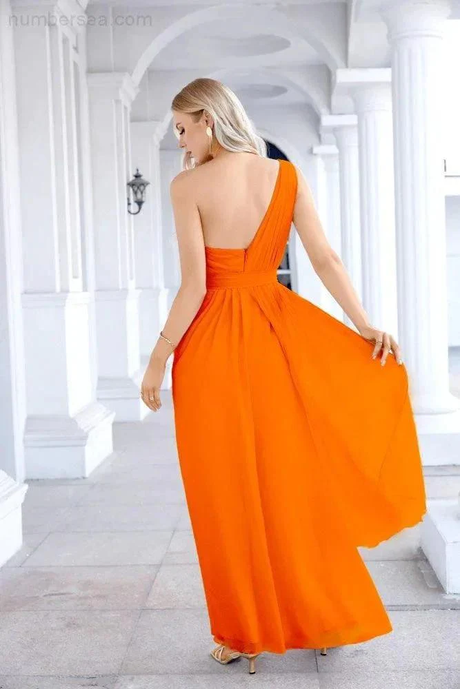 Ladies Chiffon One Shoulder Bridesmaid Evening Dress Wedding Party Evening Dress 28133 - Image 30