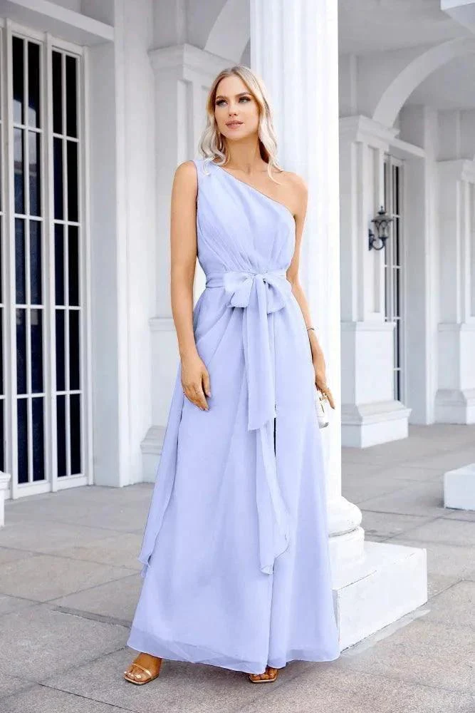 Ladies Chiffon One Shoulder Bridesmaid Evening Dress Wedding Party Evening Dress 28133 - Image 33