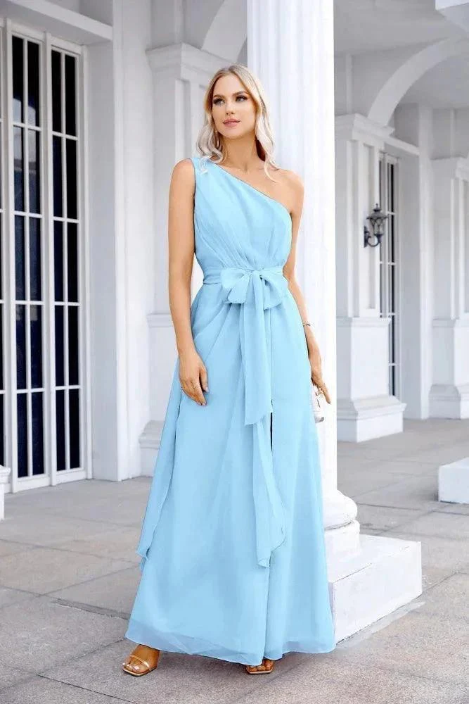 Ladies Chiffon One Shoulder Bridesmaid Evening Dress Wedding Party Evening Dress 28133 - Image 9