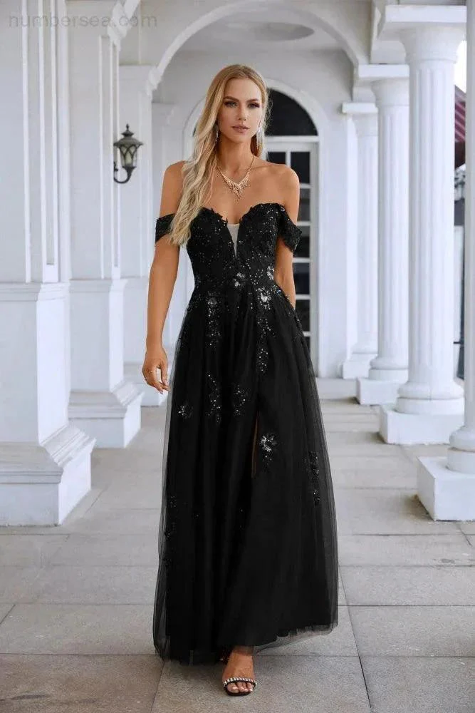 Ladies Chiffon V Neck Hanging Sleeves Tulle Embroidery Floor Length Bridesmaid Evening Dress Prom Party Wedding Evening Dress 28127 - Image 3