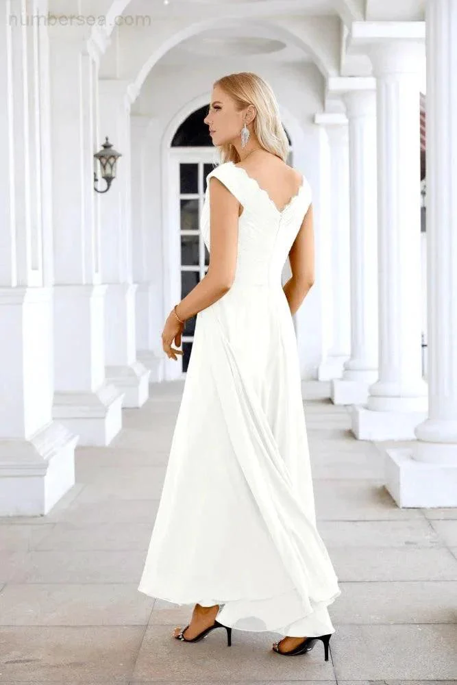 Ladies Chiffon V Neck Sleeveless Floor Length Bridesmaid Evening Dress Wedding Party Evening Dress 28126 - Image 110