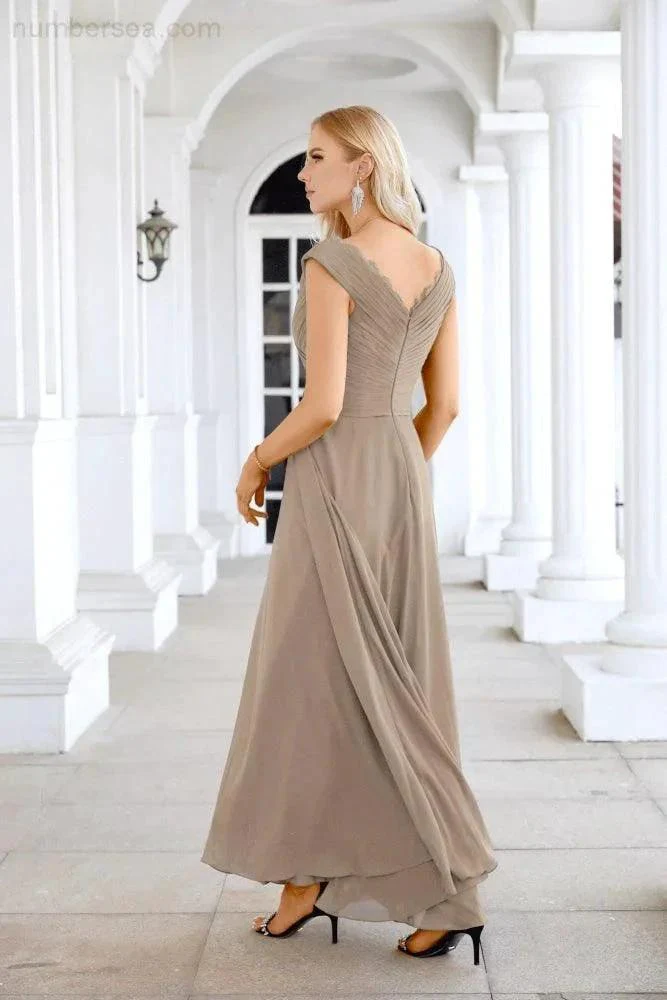 Ladies Chiffon V Neck Sleeveless Floor Length Bridesmaid Evening Dress Wedding Party Evening Dress 28126 - Image 154