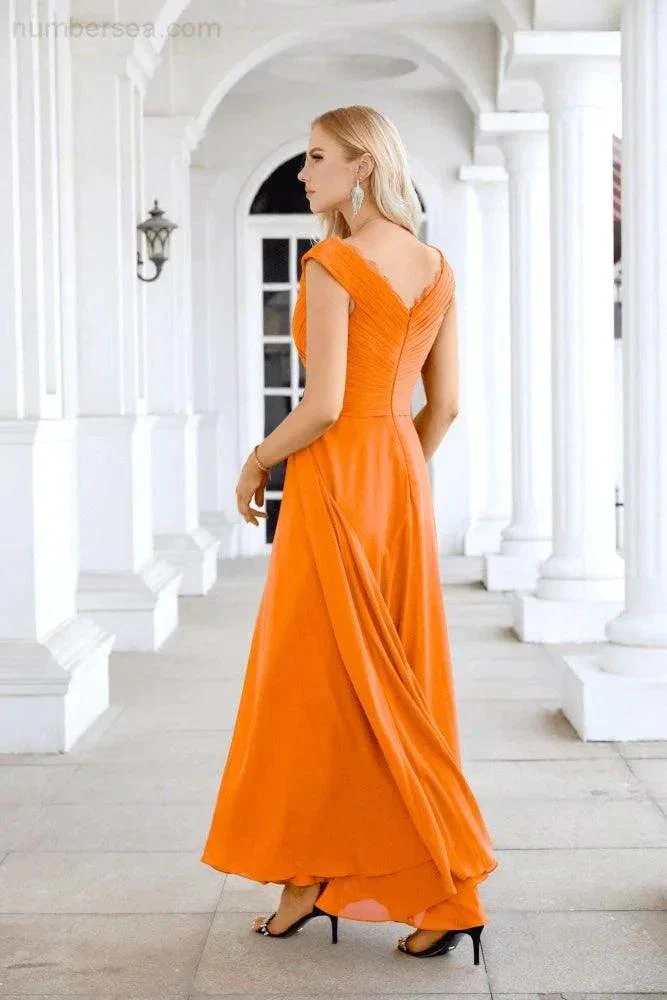 Ladies Chiffon V Neck Sleeveless Floor Length Bridesmaid Evening Dress Wedding Party Evening Dress 28126 - Image 22