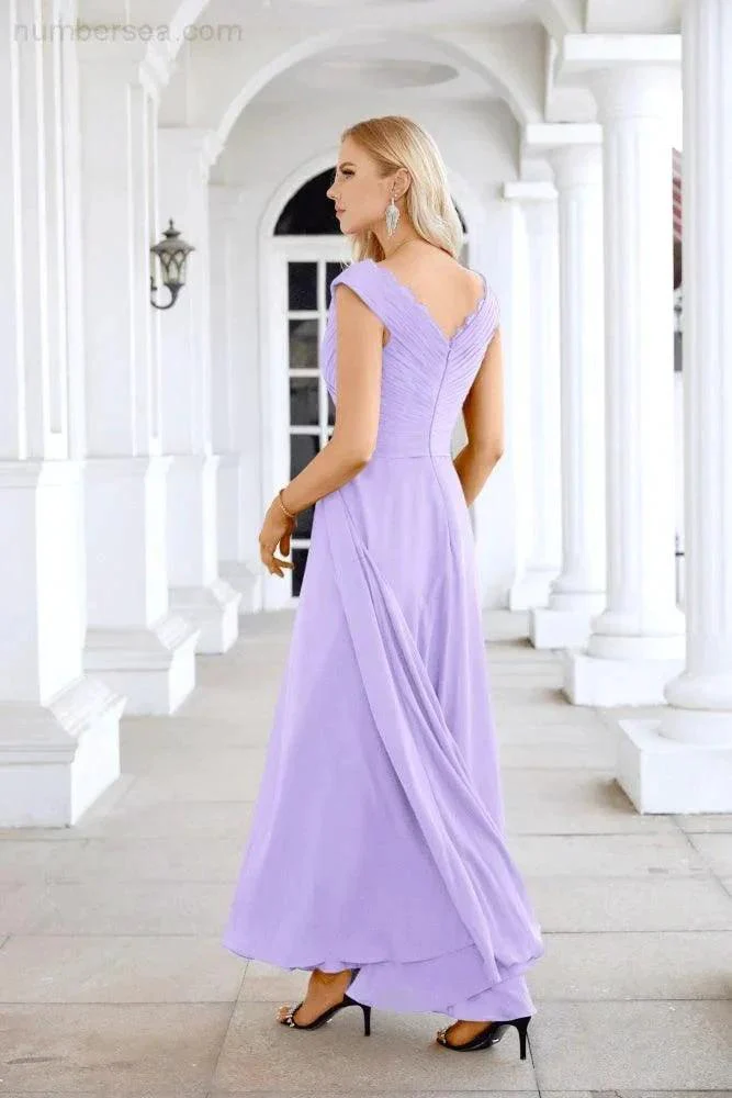 Ladies Chiffon V Neck Sleeveless Floor Length Bridesmaid Evening Dress Wedding Party Evening Dress 28126 - Image 26