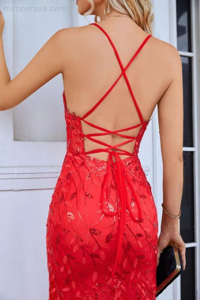 Ladies Double Layer Tulle Spaghetti Strap V Neck Mermaid Front Slit Floor Bridesmaid Wedding Party Evening Dress 28096 - Image 6